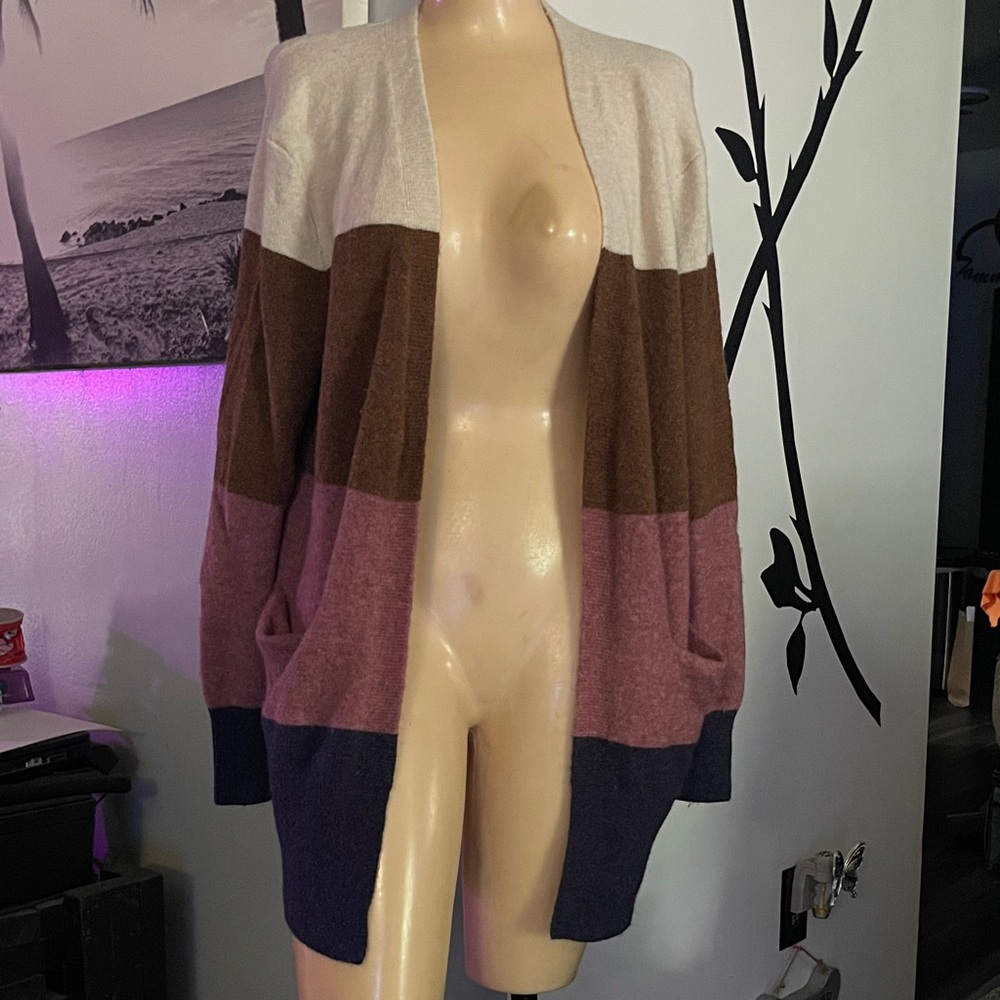 Madewell Kent Striped Cardigan Sweater in Coziest Yarn (XS)